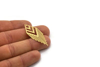 Brass Diamond Charm, 4 Raw Brass Diamond Charms With 1 Hole, Fringed Charms, Findings (45x17x0.60mm) SMP0408
