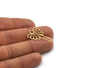 Brass Flower Charm, 6 Raw Brass Flower Charms, Charm Pendants (30x19x0.60mm) SMP0410