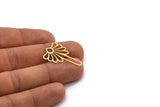 Brass Flower Charm, 6 Raw Brass Flower Charms, Charm Pendants (30x19x0.60mm) SMP0410
