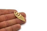 Brass Drop Charm, 6 Raw Brass Drop Charms With 1 Hole, Fringed Charms, Findings (45x14x0.60mm) SMP0411 A2972