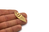 Brass Drop Charm, 6 Raw Brass Drop Charms With 1 Hole, Fringed Charms, Findings (45x14x0.60mm) SMP0411 A2972