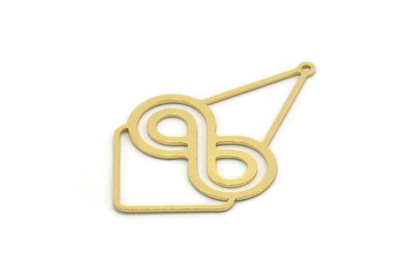Brass Diamond Charm, 4 Raw Brass Diamond And Infinity Shaped Charms With 1 Loop, Pendant Findings (38x24x0.60mm) SMP0412