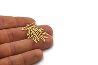 Brass Flower Charm, 4 Raw Brass Flower Shape Charms With 1 Loop, Charm Pendants (36x27x0.60mm) SMP0415