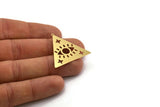 Brass Triangle Charm, 4 Raw Brass Eye Patterned Triangle Shaped Charms With 1 Loop, Findings (31x34x0.60mm) SMP0416
