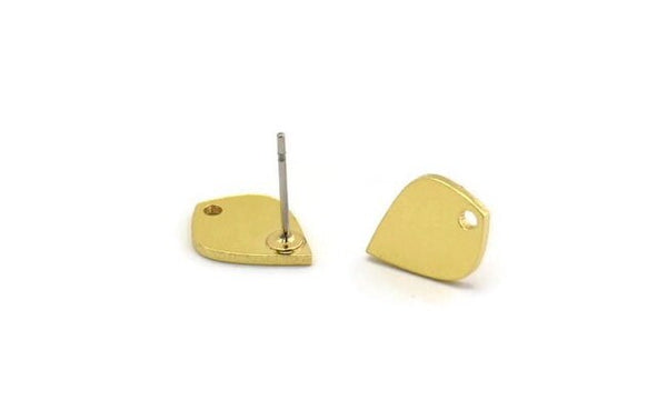 Brass Diamond Earring, 8 Raw Brass Diamond Stud Earrings With 1 Hole (13x9x1mm) A5563 A3518