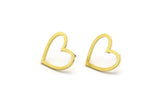 Brass Heart Earring, 8 Raw Brass Heart Stud Earrings (17x18x1mm) A3546 A6836