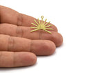 Brass Sun Earring, 4 Textured Raw Brass Sun Stud Earrings With 1 Loop (20x25x0.80mm) M02292 A6835