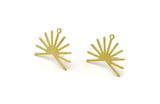 Brass Sun Earring, 4 Textured Raw Brass Sun Stud Earrings With 1 Loop (20x25x0.80mm) M02292 A6835