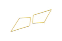 Brass Diamond Charm, 24 Raw Brass Diamond Ring Charms, Connectors, Findings (60x34x1mm) D1284