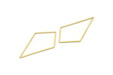 Brass Diamond Charm, 24 Raw Brass Diamond Ring Charms, Connectors, Findings (60x34x1mm) D1284