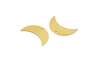 Brass Moon Charm, 12 Raw Brass Crescent Moon Charms With 1 Hole (24x9x0.60mm) A3295