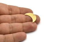 Brass Moon Charm, 12 Raw Brass Crescent Moon Charms With 1 Hole (24x9x0.60mm) A3295