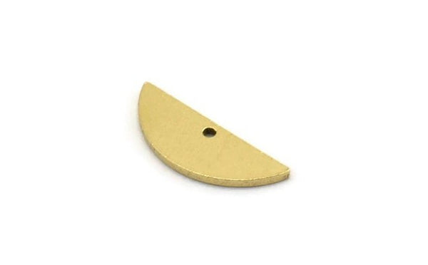 Semi Circle Charm, 24 Raw Brass Half Moon Charms With 1 Hole, Findings (18x6x1mm) A3307