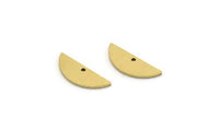 Semi Circle Charm, 24 Raw Brass Half Moon Charms With 1 Hole, Findings (18x6x1mm) A3307