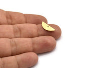 Semi Circle Charm, 24 Raw Brass Half Moon Charms With 1 Hole, Findings (18x6x1mm) A3307