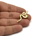 Brass Snake Earring, 2 Raw Brass Snake Stud Earrings (40x15x1.50mm) N2293