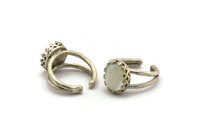 Silver Ring Setting, Antique Silver Plated Brass Adjustable Ring - Ring Stone Setting - Pad Size 12x10mm N1387