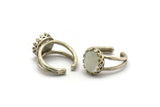 Silver Ring Setting, Antique Silver Plated Brass Adjustable Ring - Ring Stone Setting - Pad Size 12x10mm N1387