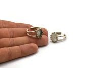 Silver Ring Setting, Antique Silver Plated Brass Adjustable Ring - Ring Stone Setting - Pad Size 12x10mm N1387