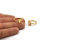 Gold Ring Settings, 2 Gold Plated Brass Adjustable 3 Claw Ring - Ring Stone Setting - Pad Size 6mm N1299