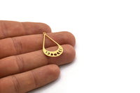 Brass Drop Charm, 6 Raw Brass Moon Phases Charms With 1 Loop, Findings (31x18.5x0.60mm) SMP0417