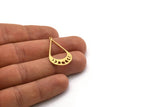Brass Drop Charm, 6 Raw Brass Moon Phases Charms With 1 Loop, Findings (31x18.5x0.60mm) SMP0417