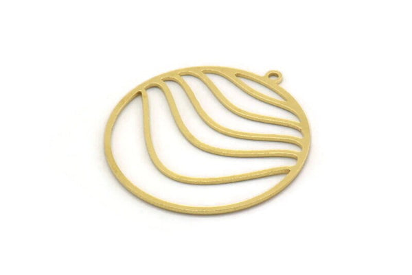 Brass Round Charm, 4 Raw Brass Round Shaped Charms With 1 Loop, Pendants, Findings (30x28x0.60mm) SMP0418