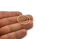 Brass Round Charm, 4 Raw Brass Round Shaped Charms With 1 Loop, Pendants, Findings (30x28x0.60mm) SMP0418