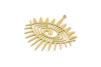 Brass Eye Charm, 4 Raw Brass Eye Charms With 1 Loop, Findings (39x38x0.60mm) SMP0420