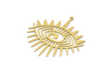 Brass Eye Charm, 4 Raw Brass Eye Charms With 1 Loop, Findings (39x38x0.60mm) SMP0420