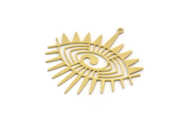 Brass Eye Charm, 4 Raw Brass Eye Charms With 1 Loop, Findings (39x38x0.60mm) SMP0420