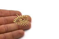 Brass Eye Charm, 4 Raw Brass Eye Charms With 1 Loop, Findings (39x38x0.60mm) SMP0420
