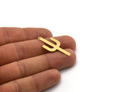 Brass Cactus Charm, 10 Raw Brass Cactus Charms With 1 Hole (36x16x0.60mm) SMP0421