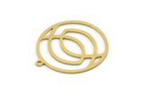 Brass Round Charm, 4 Raw Brass Round Shaped Charms With 1 Loop, Pendants, Findings (25x23x0.60mm) SMP0424