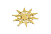 Brass Star Charm, 4 Raw Brass Star Charms With 1 Loop, Charm Pendants (34x31x0.60mm) SMP0426
