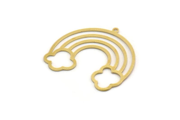 Brass Rainbow Charm, 4 Raw Brass Cloudy Rainbow Shaped Charms With 1 Loop, Pendant Charms, Earring Findings (30x32x0.60mm) SMP0427