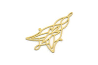 Brass Flower Charm, 6 Raw Brass Flower Shape Charms With 1 Loop, Charm Pendants (42x23x0.60mm) SMP0430