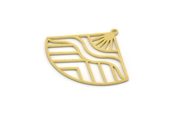 Brass Charm, 4 Raw Brass, Sun Charms, Charm Pendants, Triangle Charms, Brass Charms With 1 Loop (27x34x0.60mm) SMP0431