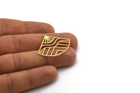 Brass Charm, 4 Raw Brass, Sun Charms, Charm Pendants, Triangle Charms, Brass Charms With 1 Loop (27x34x0.60mm) SMP0431