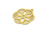 Brass Flower Charm, 8 Raw Brass Flower Charms With 1 Loop, Charm Pendants (21x17x0.60mm) SMP0433