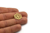 Brass Flower Charm, 8 Raw Brass Flower Charms With 1 Loop, Charm Pendants (21x17x0.60mm) SMP0433