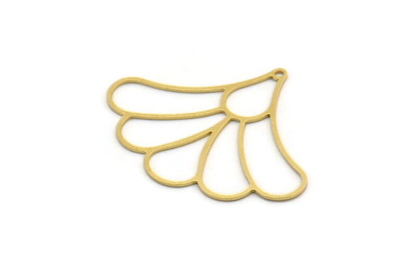 Brass Flower Charm, 4 Raw Brass Flower Charms With 1 Loop, Charm Pendants (30x38x0.60mm) SMP0434