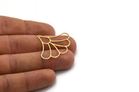Brass Flower Charm, 4 Raw Brass Flower Charms With 1 Loop, Charm Pendants (30x38x0.60mm) SMP0434