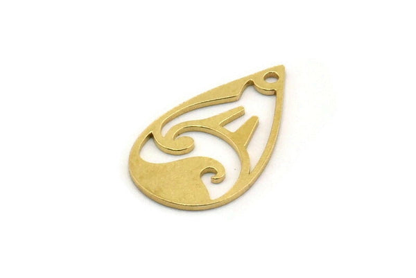 Brass Drop Charm, 12 Raw Brass Drop Charms With 1 Hole, Earrings, Findings (20x12x0.60mm) SMP0436