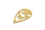 Brass Drop Charm, 12 Raw Brass Drop Charms With 1 Hole, Earrings, Findings (20x12x0.60mm) SMP0436