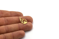 Brass Drop Charm, 12 Raw Brass Drop Charms With 1 Hole, Earrings, Findings (20x12x0.60mm) SMP0436