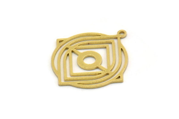 Brass Charm, 8 Raw Brass, Sun Charms, Charm Pendants, Round Charms, Brass Charms With 1 Loop (24x22x0.60mm) SMP0437