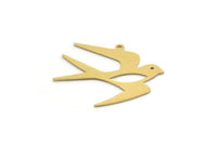 Brass Bird Charm, 8 Raw Brass Swallow Bird Shaped Charms With 1 Loop, Findings (24x29x0.60mm) SMP0439