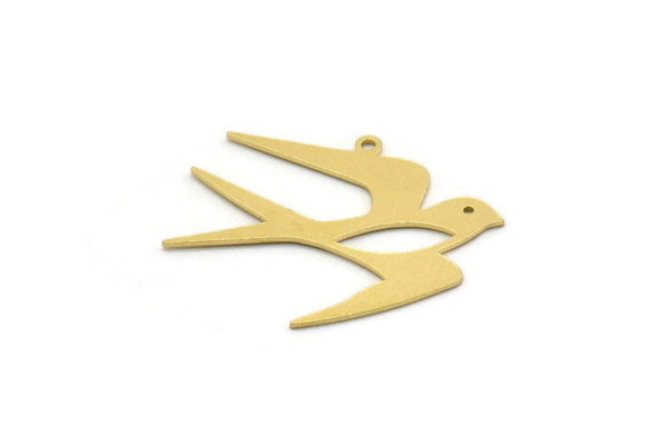 Brass Bird Charm, 8 Raw Brass Swallow Bird Shaped Charms With 1 Loop, Findings (24x29x0.60mm) SMP0439
