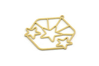 Brass Hexagon Charm, 4 Raw Brass Hexagon Charms With 1 Loop, Star Charms, Earring Findings, Geometric Charms (33x32x0.60mm) SMP0440